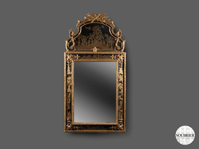 Black and gilt mirror XVIII