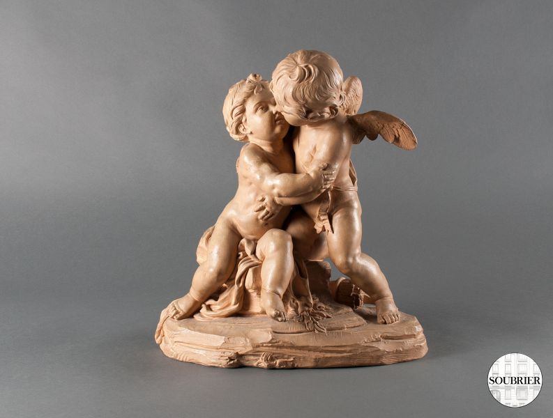 Terracotta with two cherubs