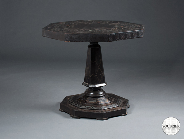 Blackened wood pedestal