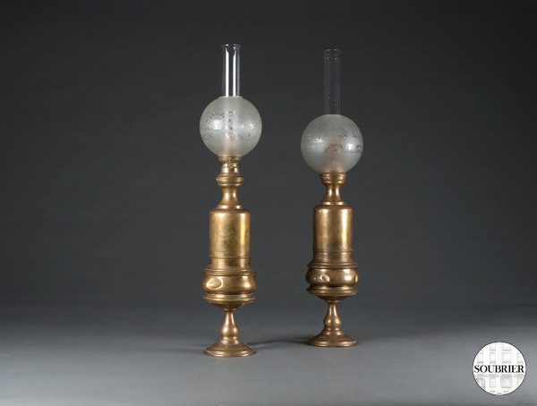 Pair copper lamps