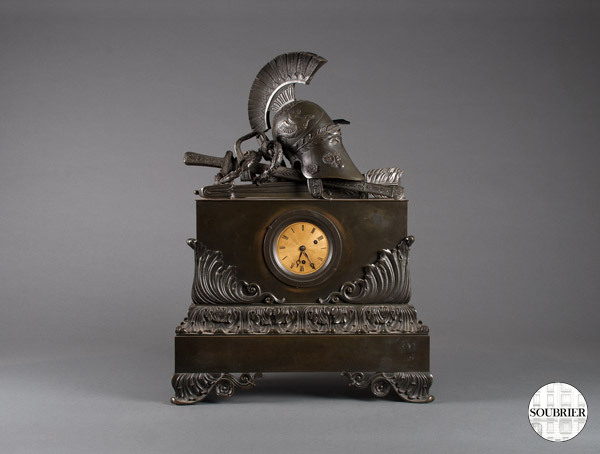 Empire bronze helmet clock