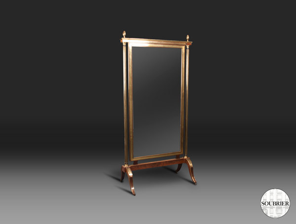 mahogany and brass cheval mirror