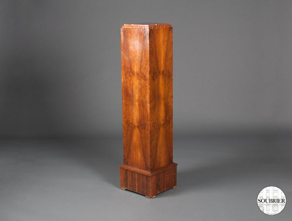 Square walnut and marble stele