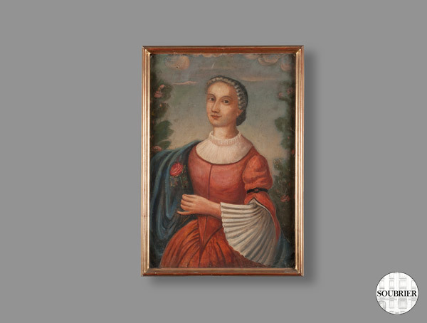 Naive picture of a woman with rose