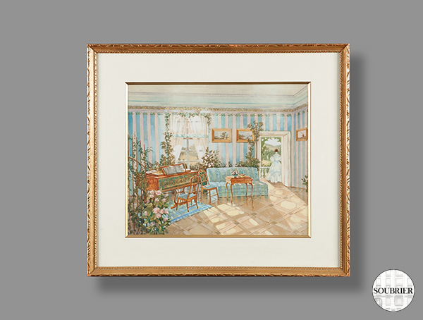 Russian watercolor of an interior