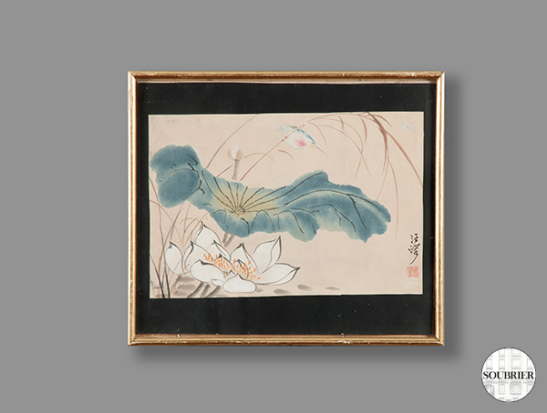 Chinese painting of a water lily