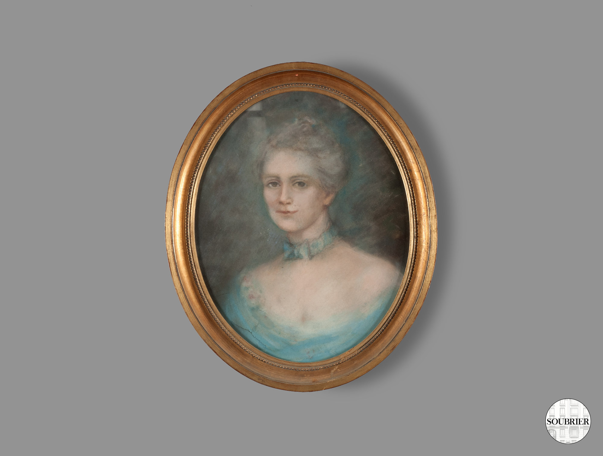 Oval pastel of a woman