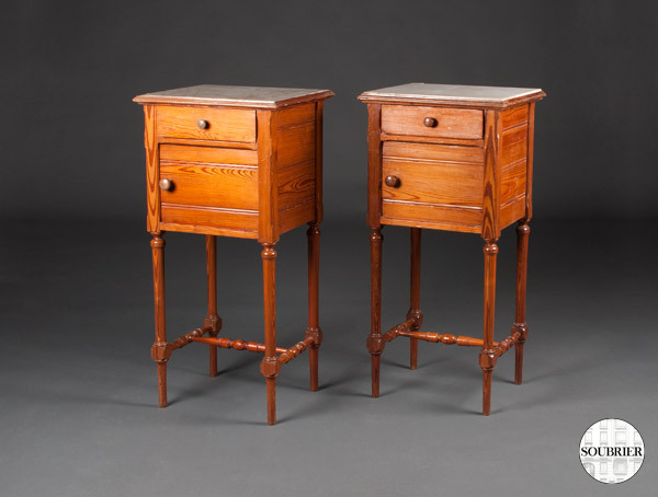 Pair of pitch pine bedside tables