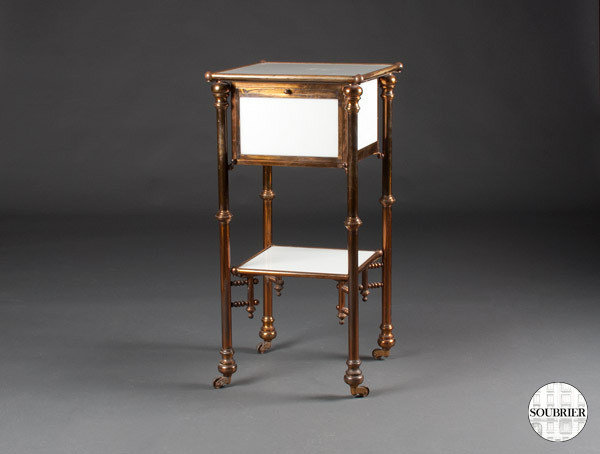 Opaline bedside table and copper