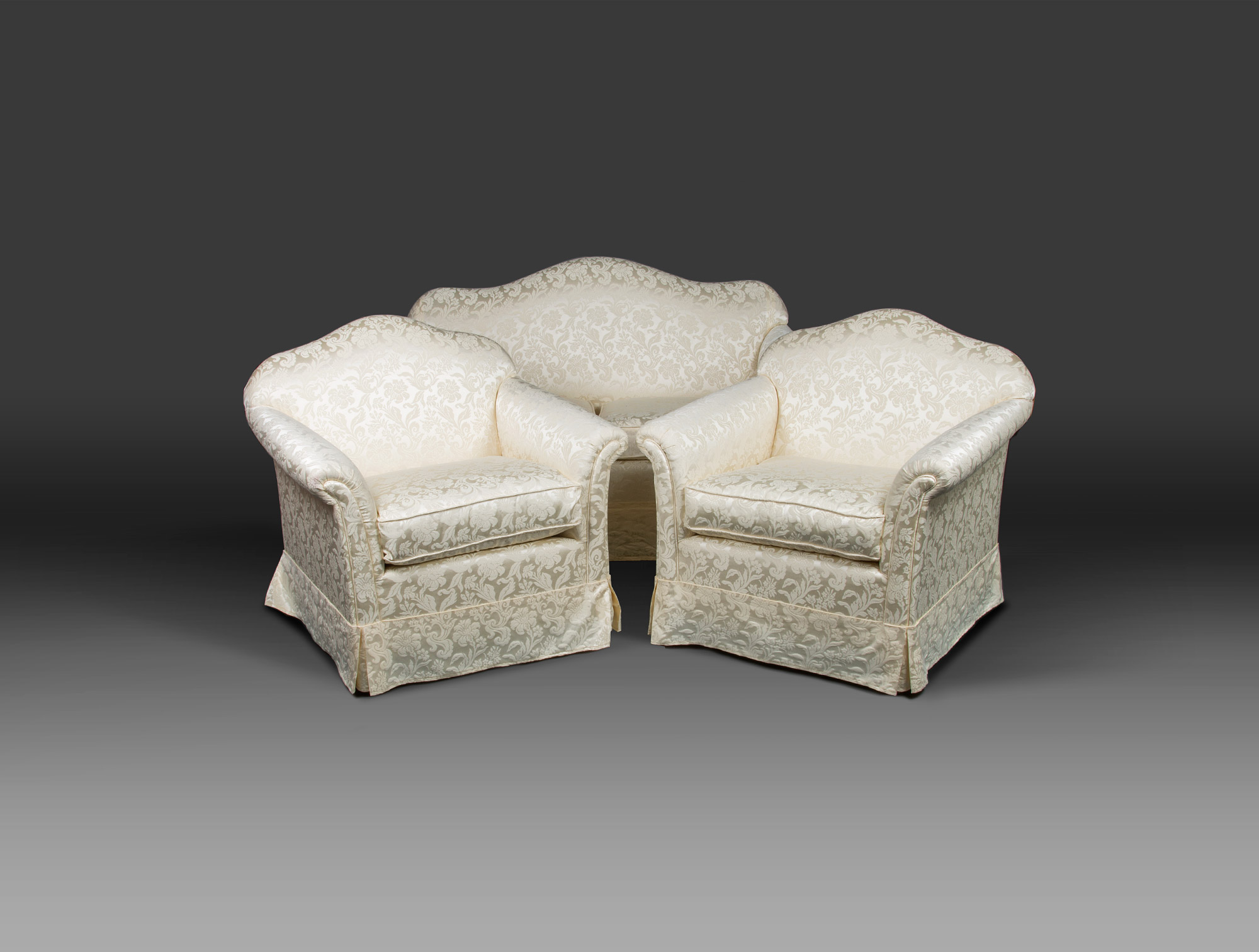Cream satin living room suite Soubrier Rent Seats Living room suite