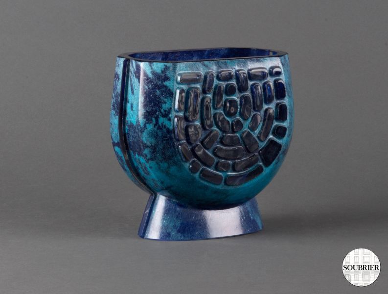 Daum blue glass vase