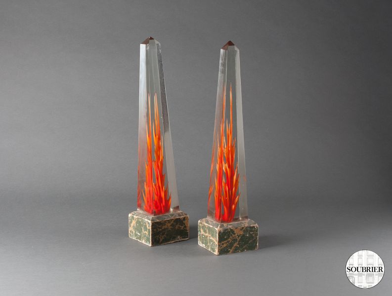 Pair of Murano obelisks