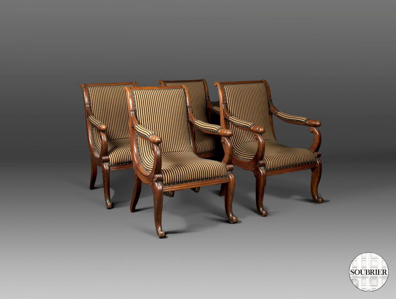 4 Italian Empire armchairs