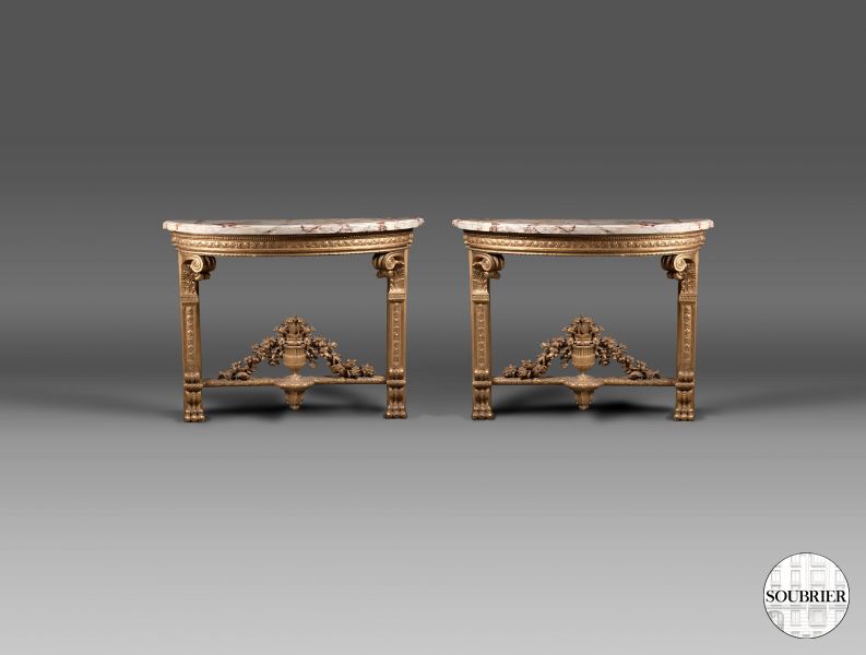 Louis XVI demi-lune console tables