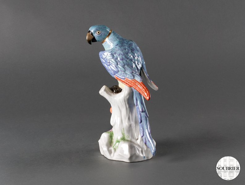 Perroquet bleu en porcelaine