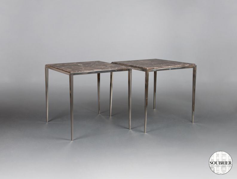Pair of chrome-plated end tables