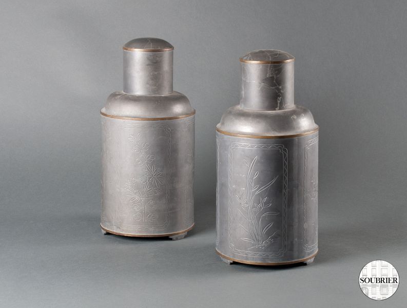 Pair of Chinese tea canisters