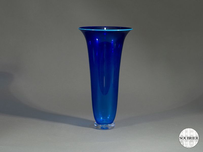 Vase verre bleu indi