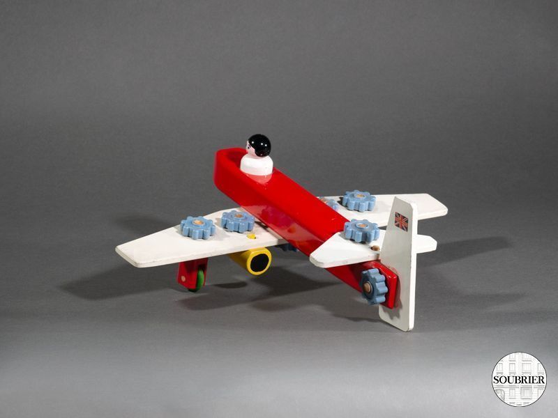 Avion à réaction bois peint + bonhomme