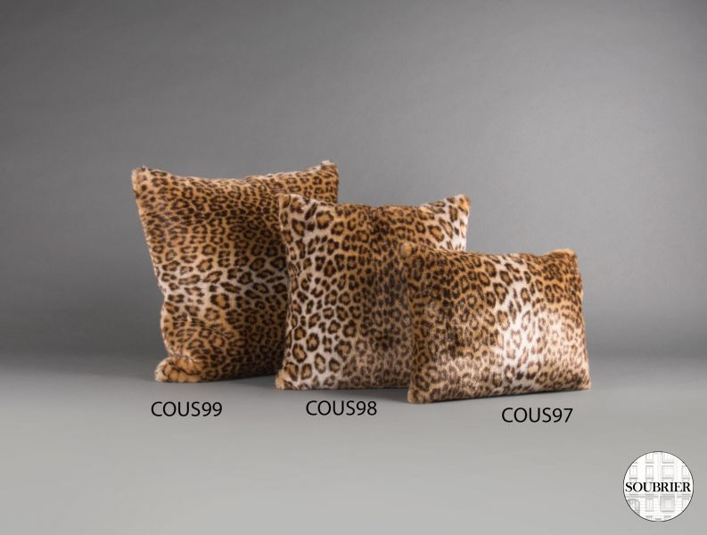 3 Coussins fausse fourrure léopard