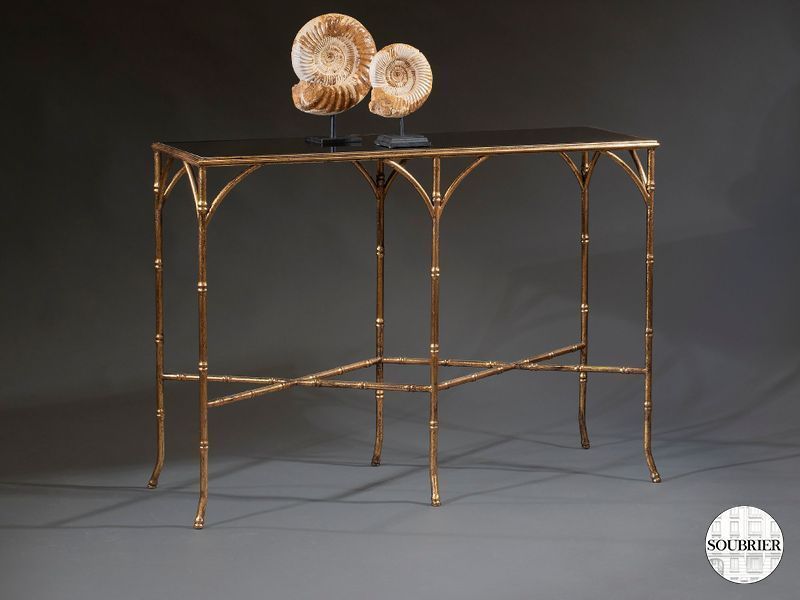 Console en métal doré façon bambou