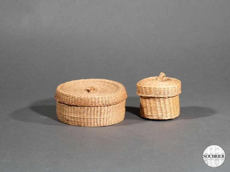 Coffrets ronds en paille, PM H:6 cm