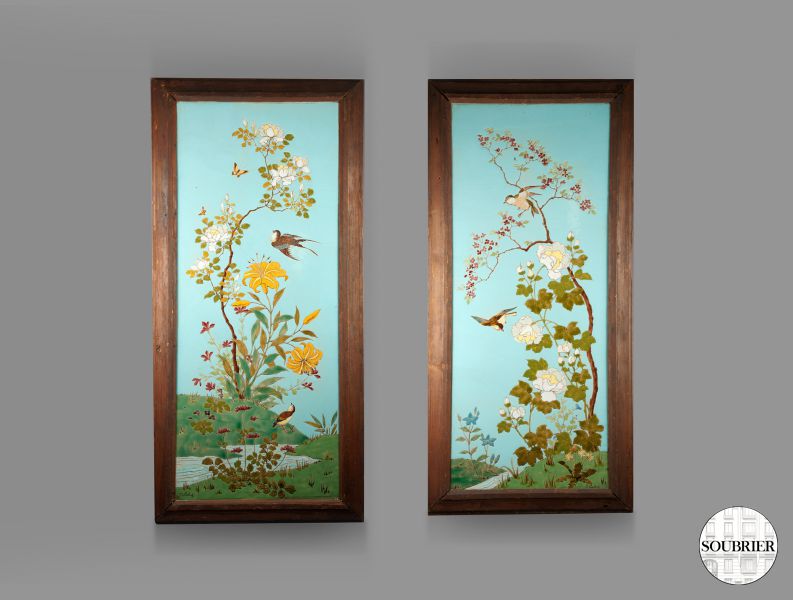 Pair of earthenware panels