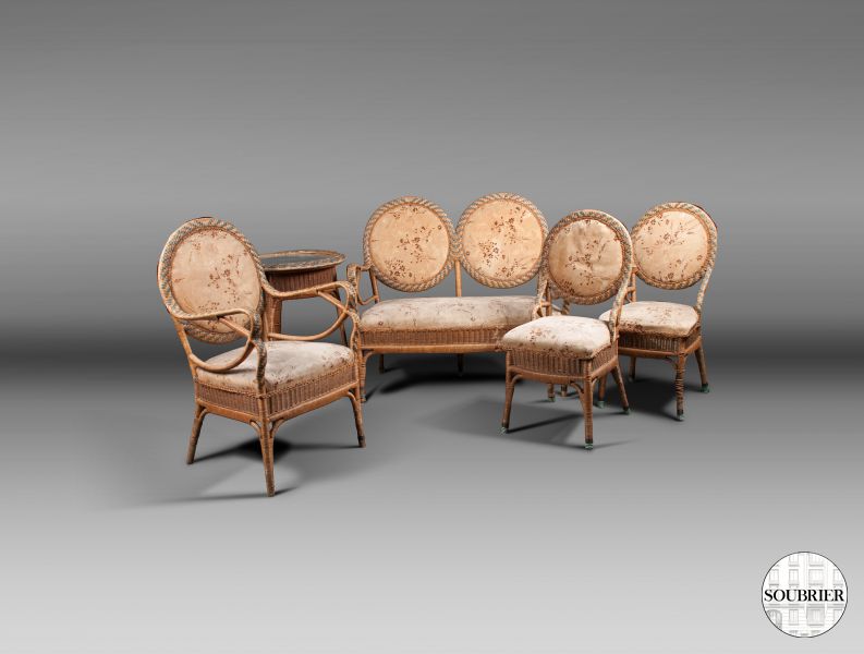 Rattan and velvet living room suites