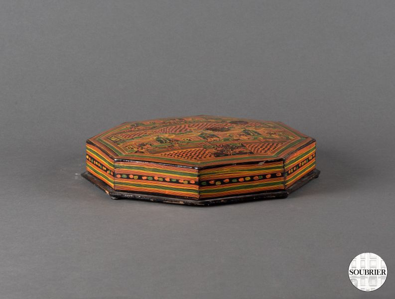 orange and black lacquer box