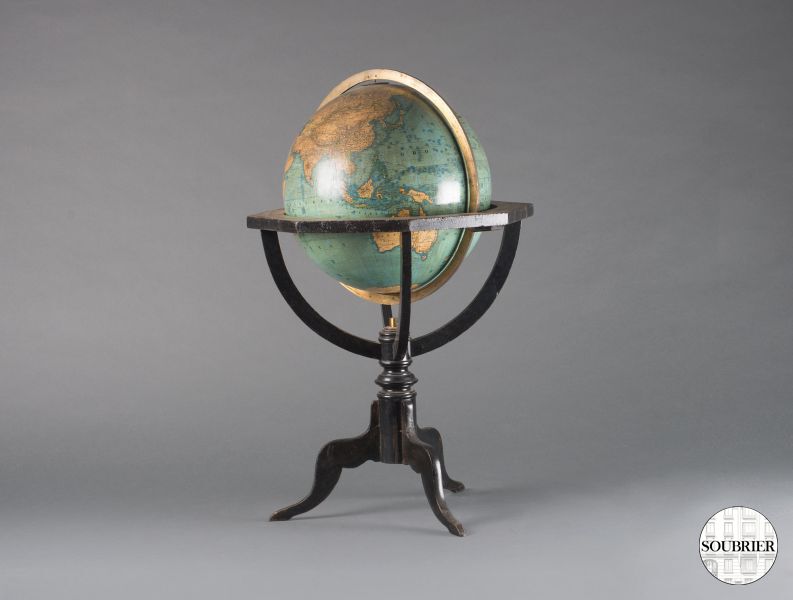 Terrestrial papier mâché globe stand