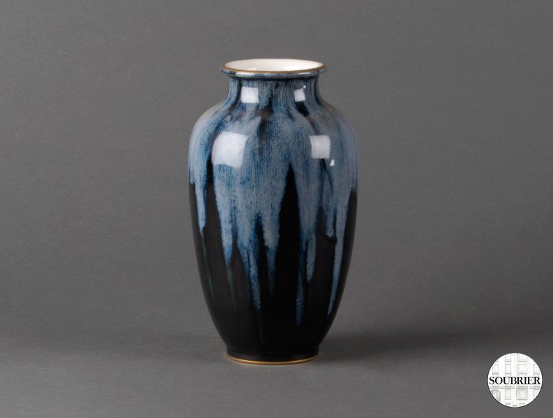 Blue Sevres porcelain vase