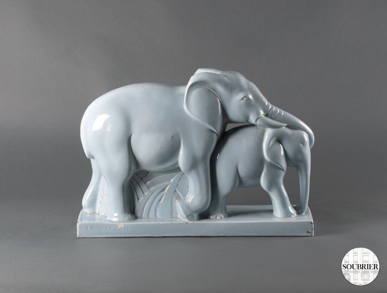 Two elephants earthenware