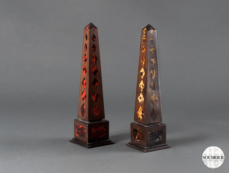 Pair of ebony obelisks