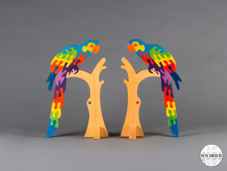 Wooden parrots