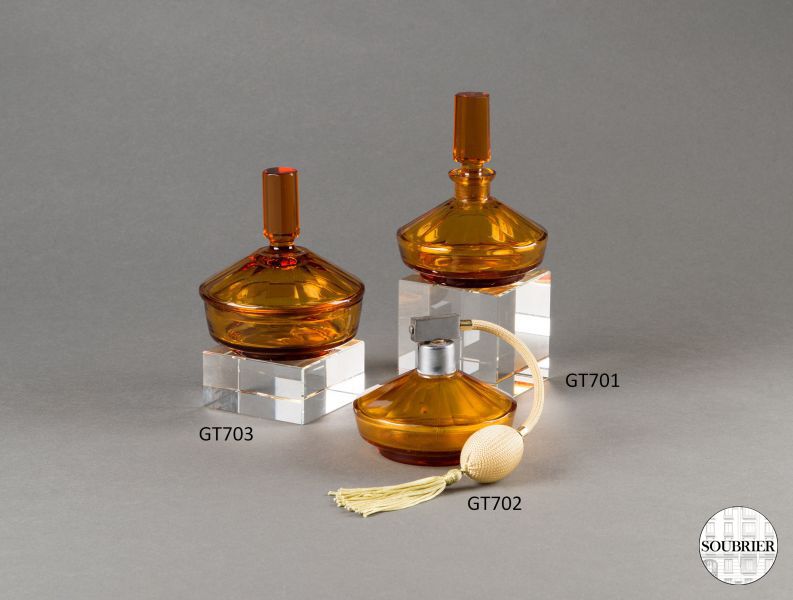 Garniture de toilette cristal ambre