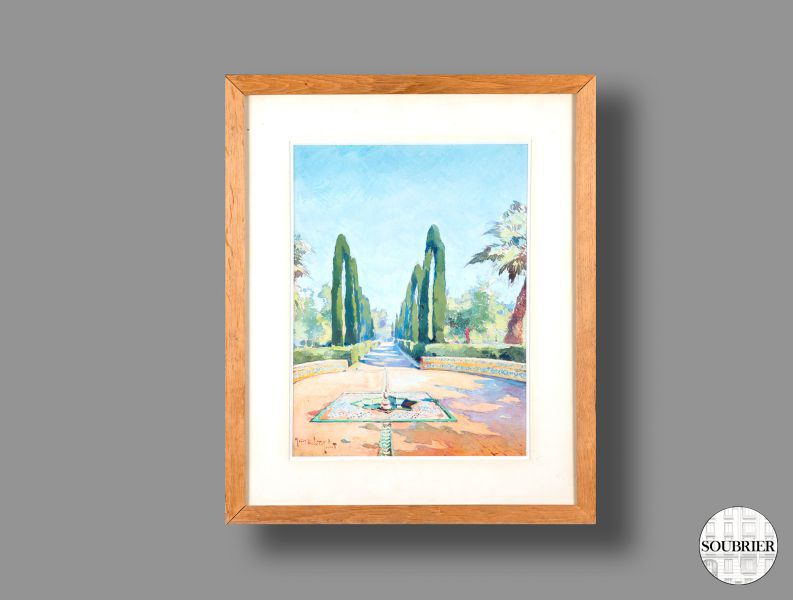 aquarelle jardin andalou