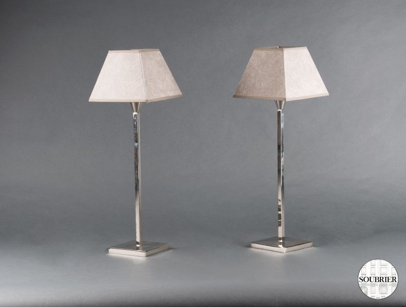 Pair of chromed lamps