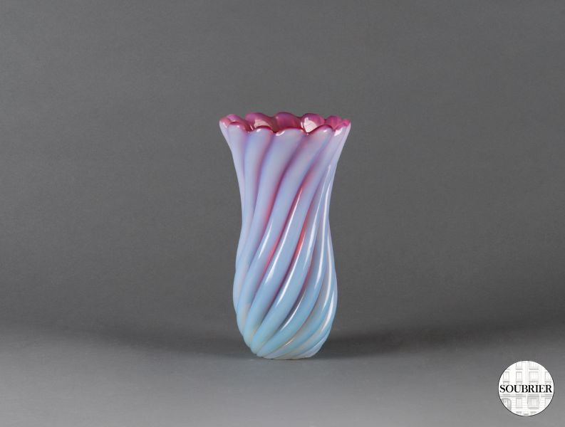 Vase spirale parme et fuchsia