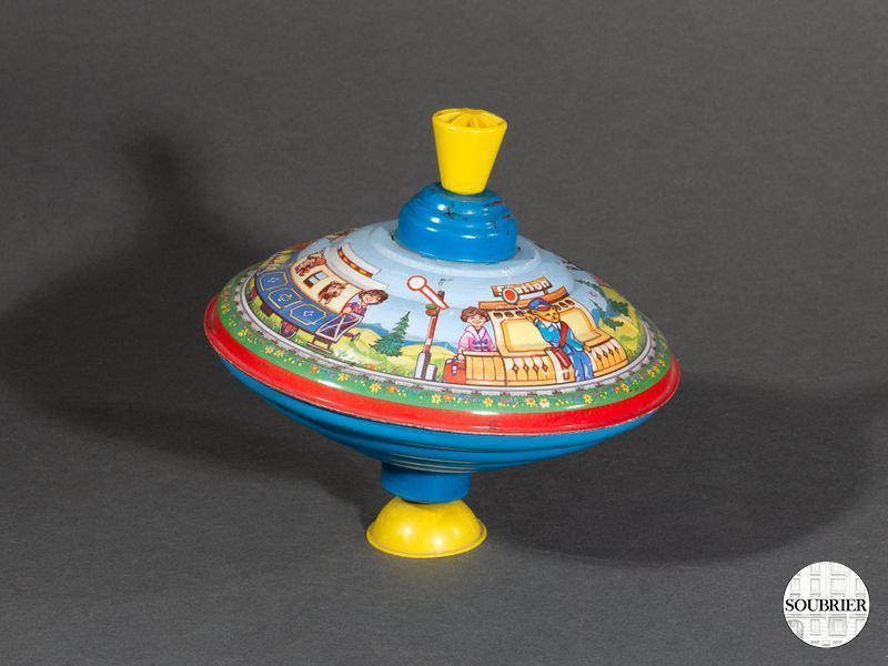 Toupie mécanique en tôle peinte