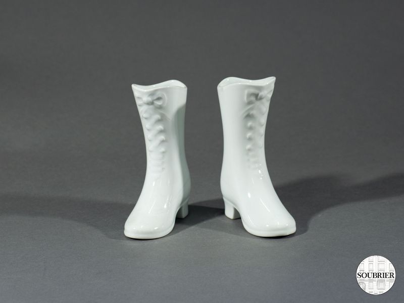 paire de Bottine 1900 porcelaine blanche