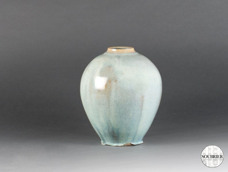 Vase émaillé gris-vert