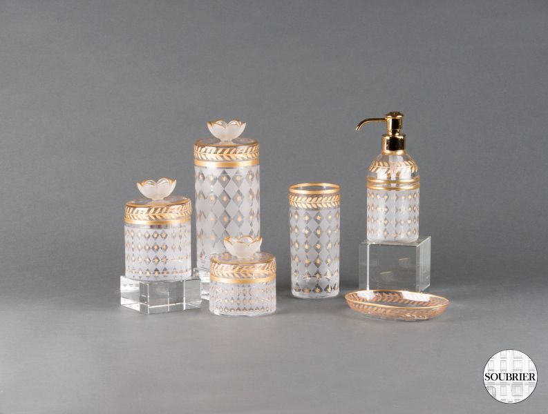 Garniture de toilette cristal doré