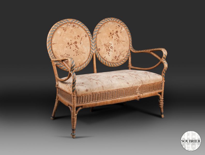 1900 velvet rattan sofa