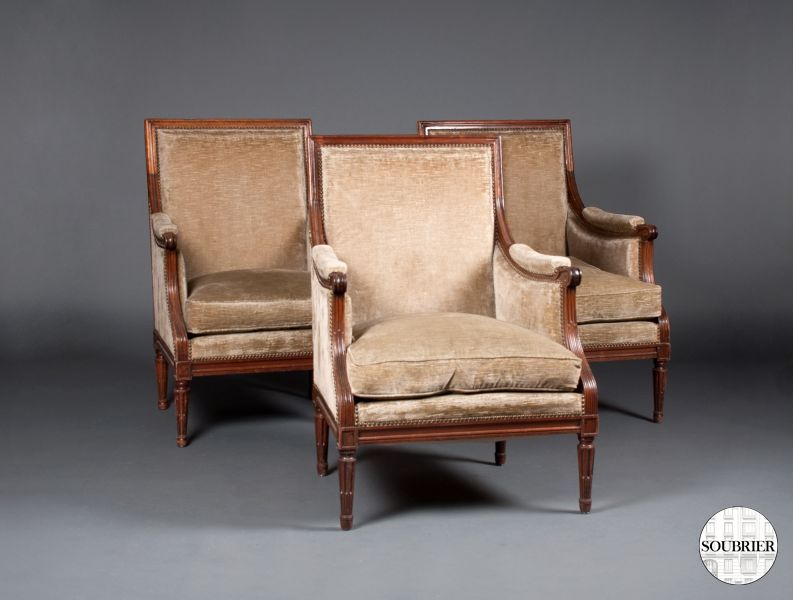 3 Louis XVI low chairs