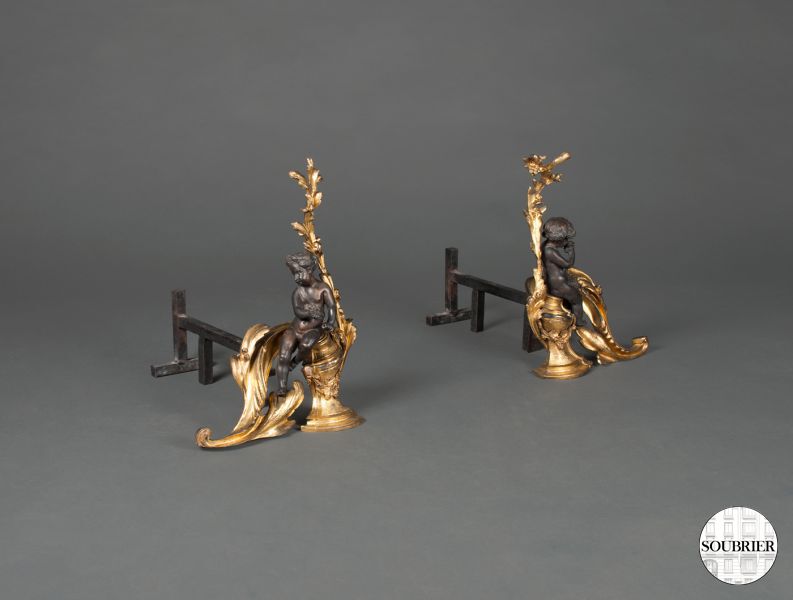 Pair of andirons Love