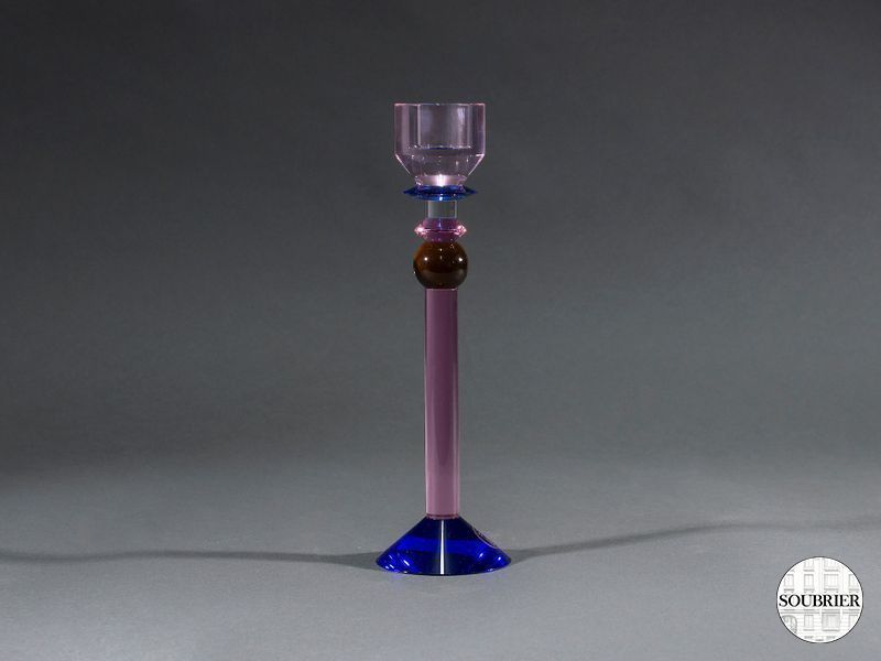 Bougeoir en verre de couleur