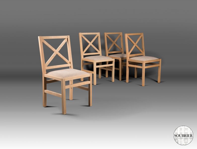 4 White wood modern chairs