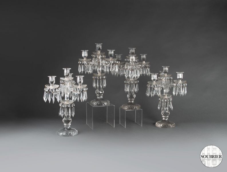 Four crystal candelabras