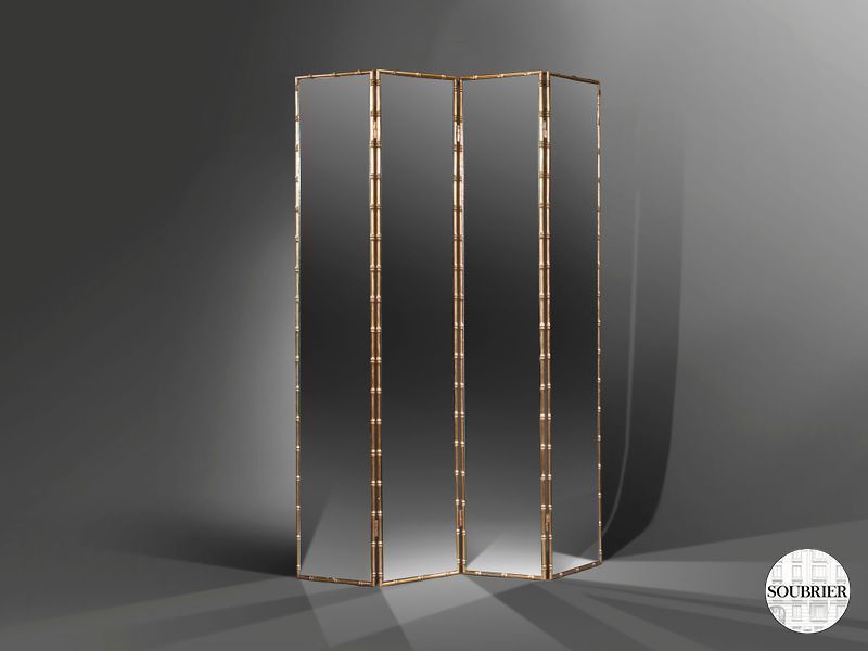 Paravent miroir 4 feuilles bambou
