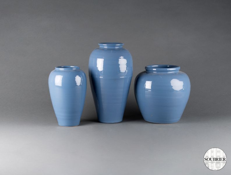 Blue earthenware vases